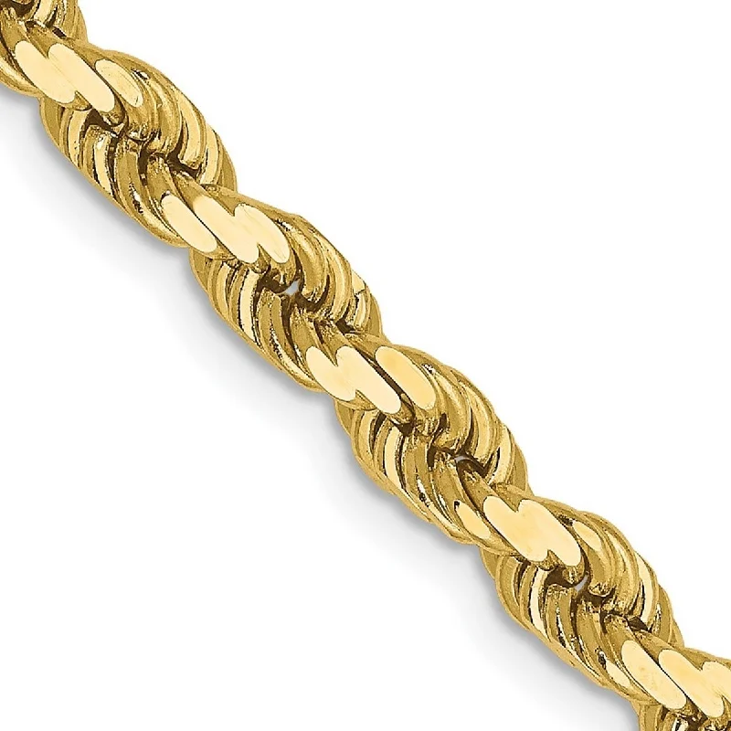 Ladies statement bracelet-Curata 10k Yellow Gold 8" 4mm Sparkle Cut Rope Chain Bracelet