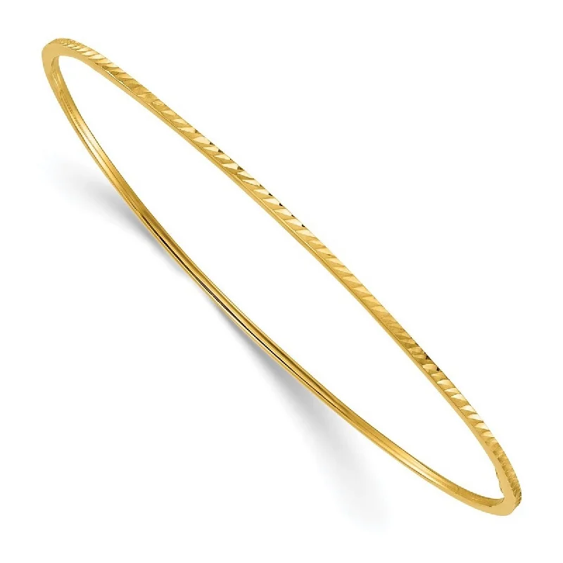 Ladies bangle set-Curata 14k Yellow Gold 8" 1.4mm Diamond Cut Slip on Bangle Bracelet