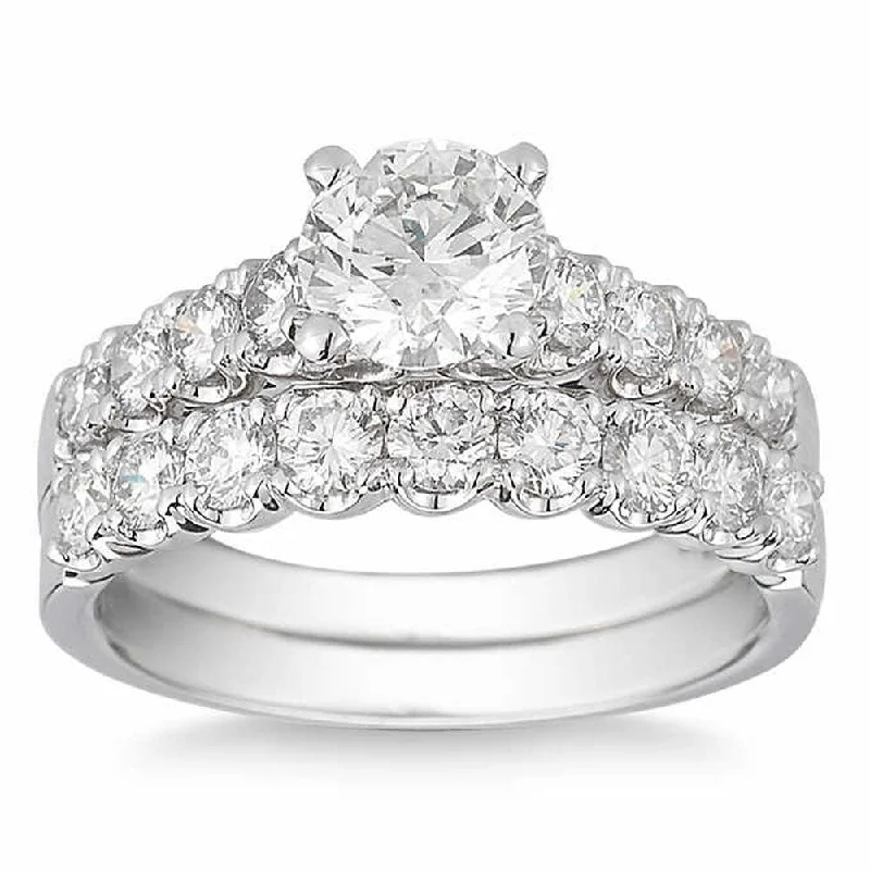 Ladies custom engagement ring design-3 1/2 Ct Diamond Engagement Wedding Ring Set White Gold