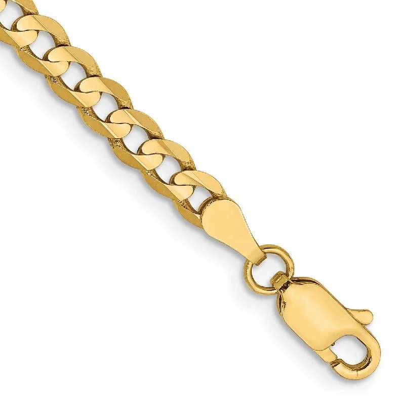 Ladies men’s bangle bracelet-Curata 14k Yellow Gold 3.8mm Open Concave Curb Chain Bracelet Options: 7" 8"