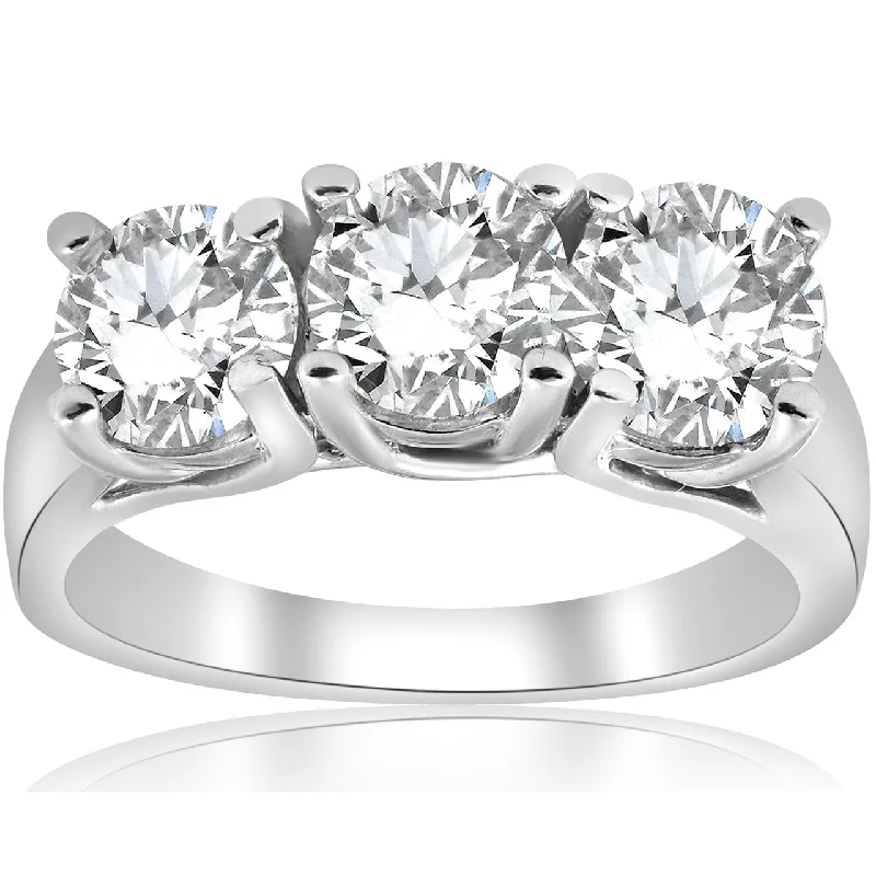 Ladies custom platinum engagement ring-1ct Three Stone Diamond Engagement Ring White Gold