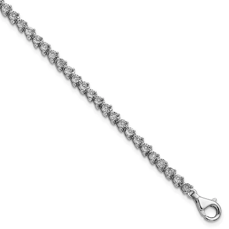 Ladies silver tennis bracelet-Curata 925 Sterling Silver Polished Lobster Claw Closure Diamond Tennis Bracelet