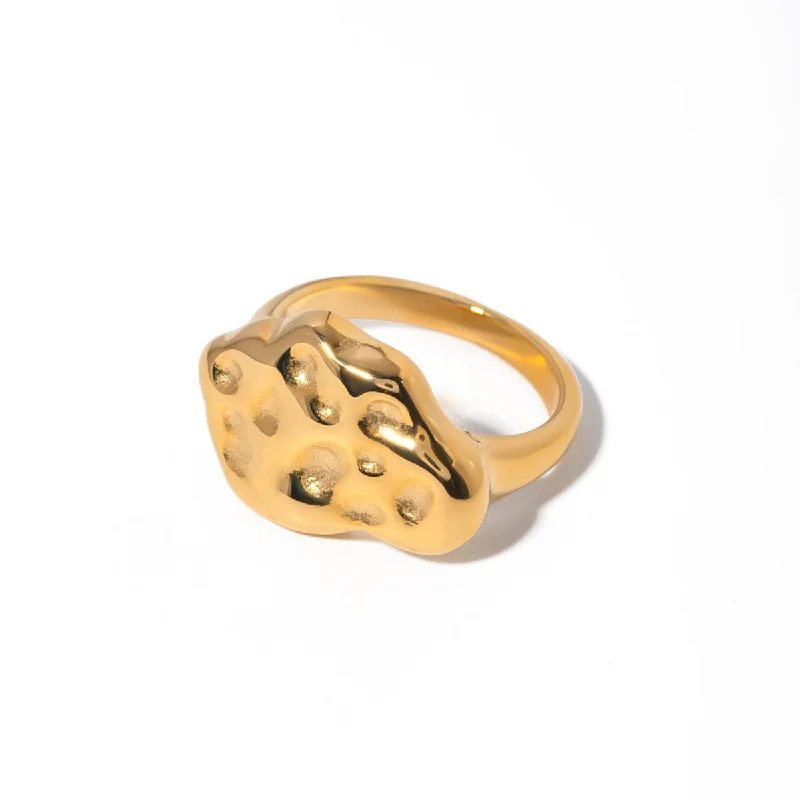 Ladies carved ring-Stainless Steel 18K Gold Plated IG Style Irregular Rings