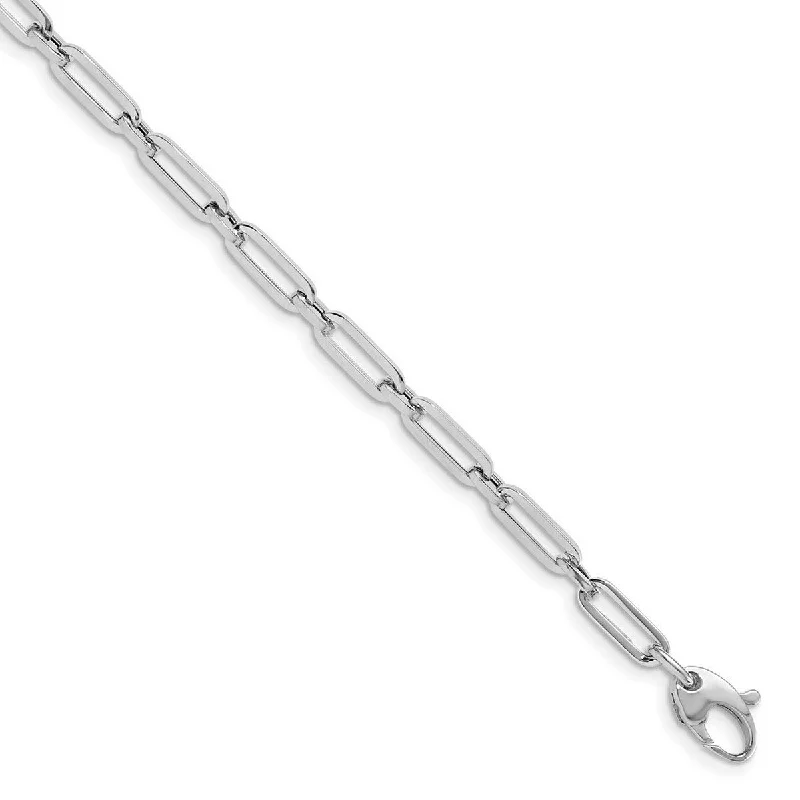 Ladies trendy cuff bracelet-Curata 10k White Gold Polished Flat Oval Paperclip Link Bracelet Options: 7.25" 8.25"