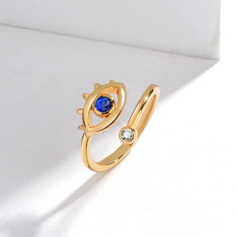 Three Yellow Gold Eye Ring