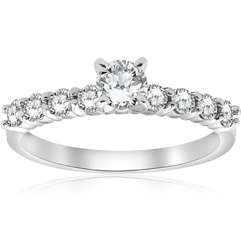 Ladies engagement ring with side stones-1 1/2 Ct Diamond Engagement Ring White Gold