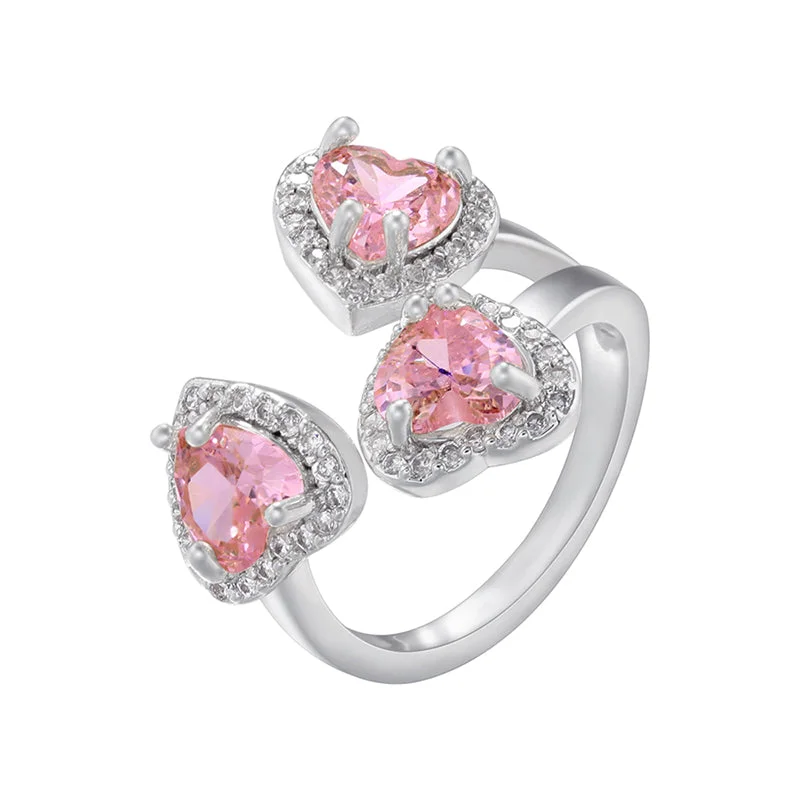 Platinum Pink Diamond Three Hearts