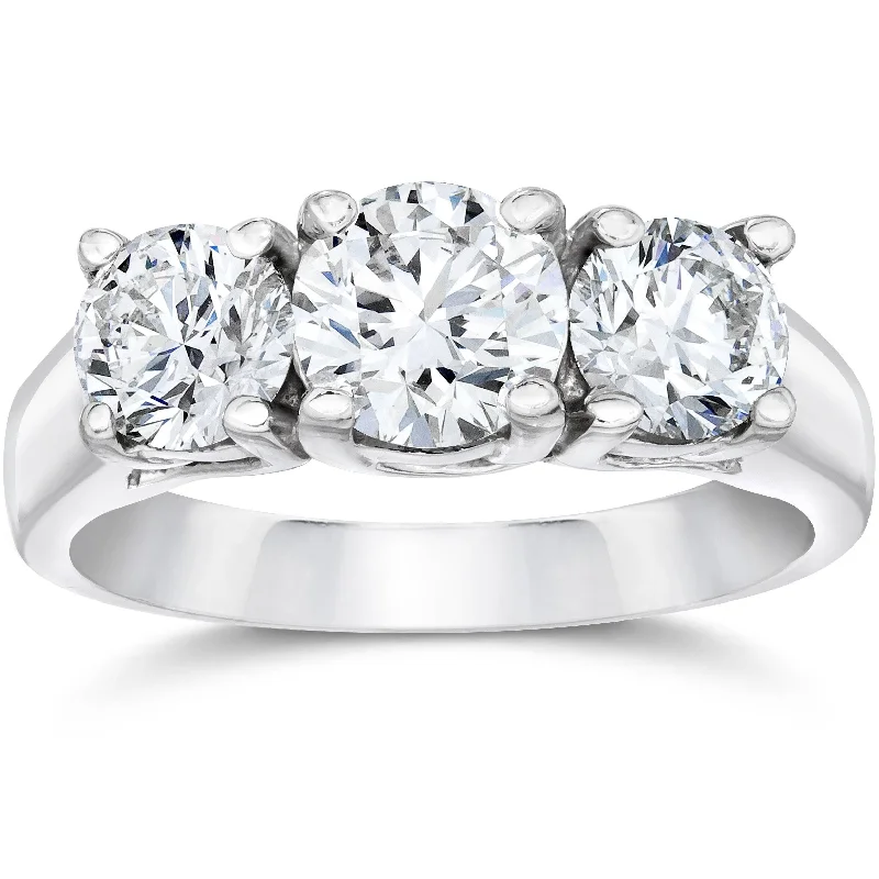 Ladies multi-stone engagement ring-1ct 3-Stone Round Diamond Engagement Ring White Gold