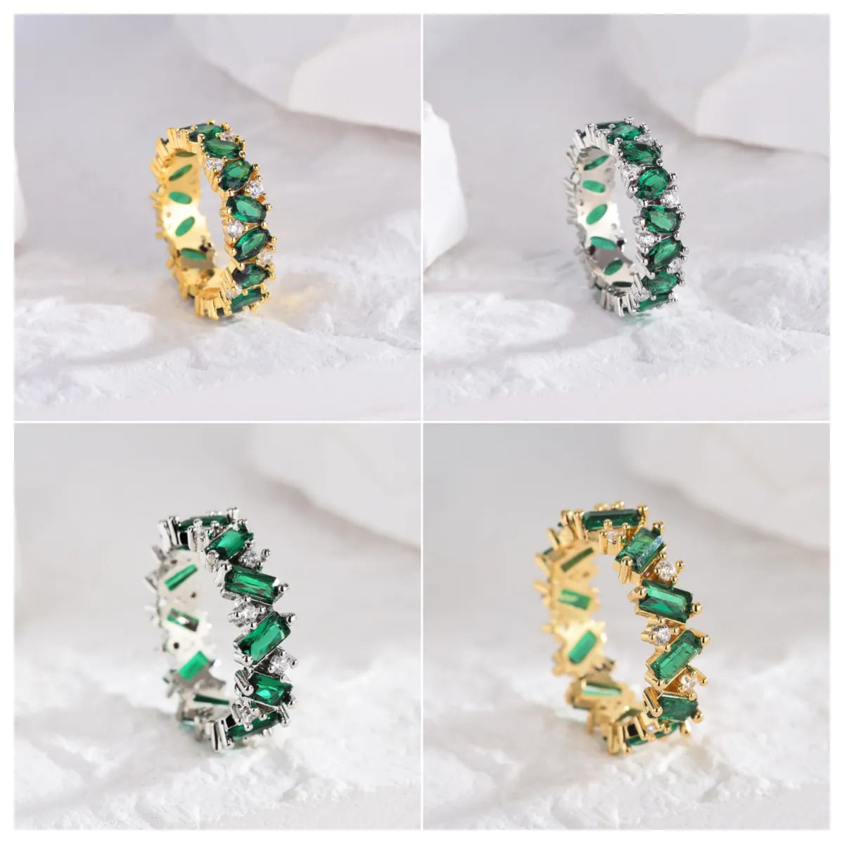 Ladies emerald ring-1 Piece Luxurious Round Copper Plating Inlay Zircon Rings