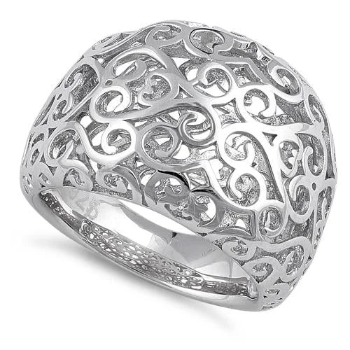 Ladies statement ring-Sterling Silver Resilient Curvy Hearts Ring