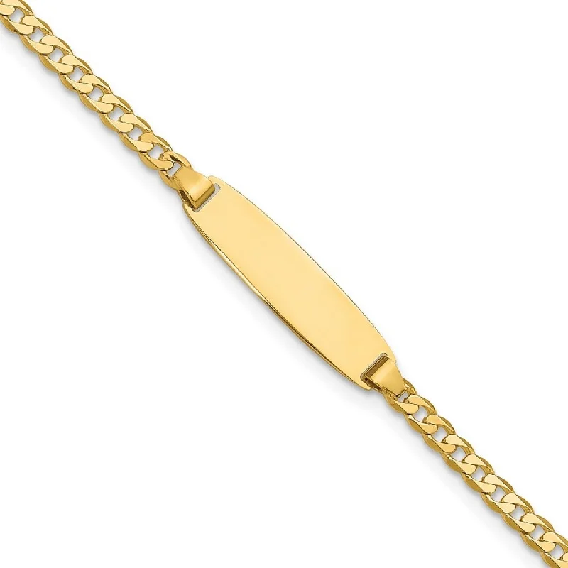 Ladies gemstone bangles-Curata 14k Yellow Gold 5.5mm Curb Link ID Bracelet Options: 7" 8"