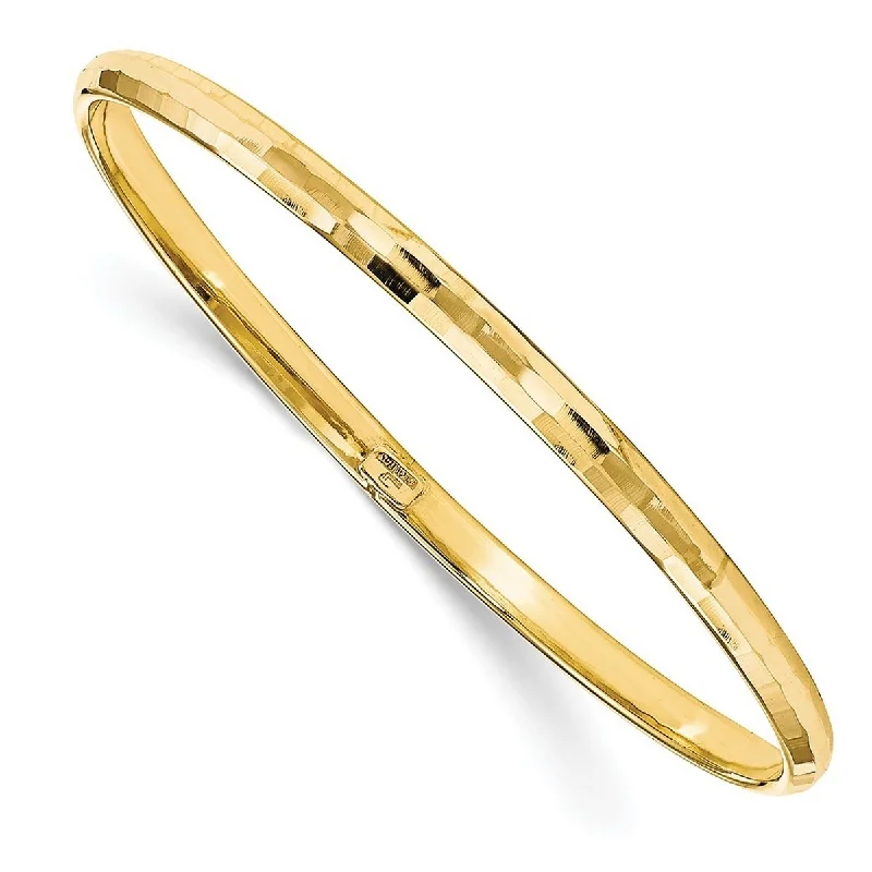 Ladies heart-shaped bracelet-Curata 10k Yellow Gold Italian 8" 4.25mm Textured Slip-on Bangle Bracelet