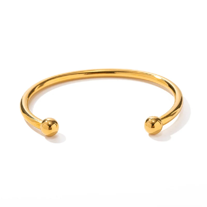 Ladies chunky bracelet-Ins Style Simple Style Solid Color Stainless Steel Plating 18k Gold Plated Cuff Bracelets