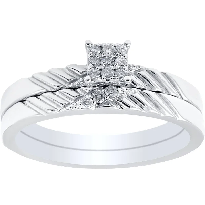 Ladies oval cut engagement ring-Diamond Engagement Matching Wedding Ring Set White Gold