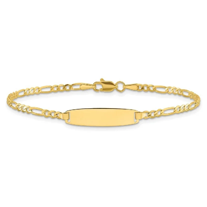 Ladies floral bracelet-Curata 14k Yellow Gold 5.5mm Figaro Diamond Cut ID Bracelet Options: 7" 8"