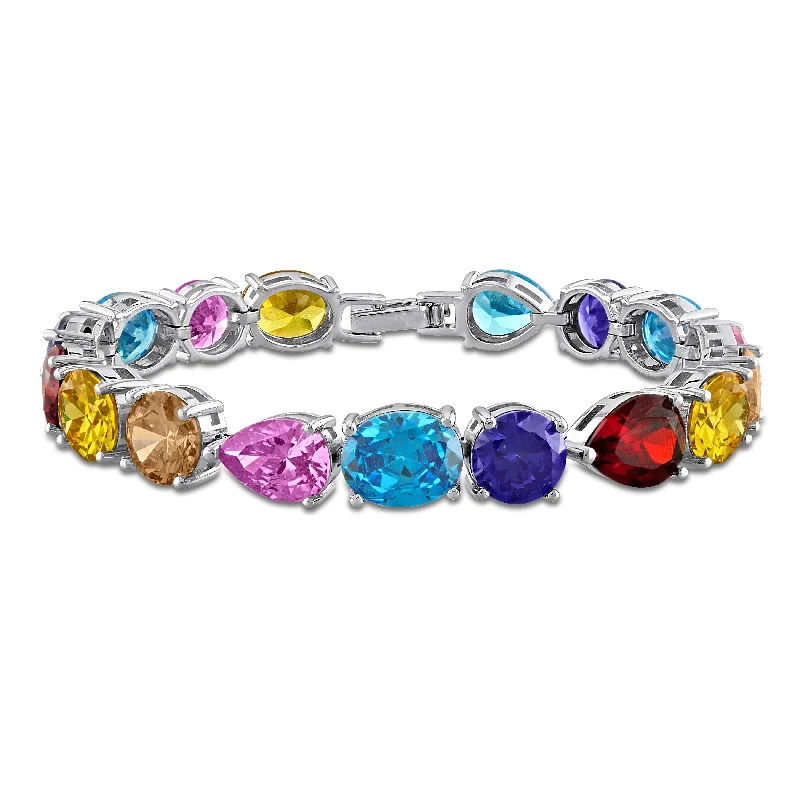 Ladies adjustable gold bracelet-Miadora 118ct TGW Multi-Color Cubic Zirconia Bracelet in Sterling Silver - 7 in