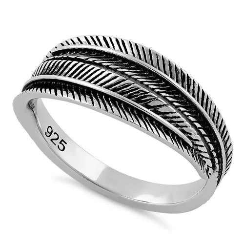 Ladies wedding ring-Sterling Silver Leaves Ring