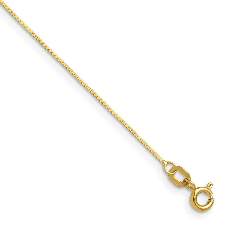 Ladies fashionable bracelet-Curata 14k Yellow Gold 0.8mm Serpentina Chain Bracelet Options: 7" 8"