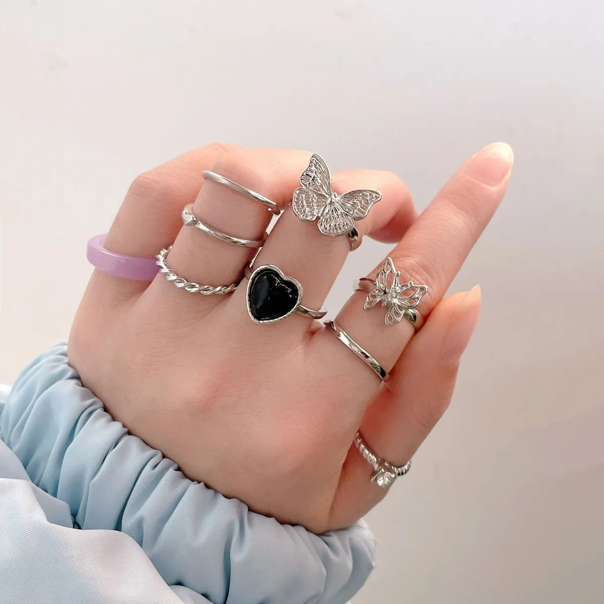 Ladies vintage ring-Retro Geometric Heart Shape Butterfly Alloy Plating Inlay Rhinestones Women's Rings