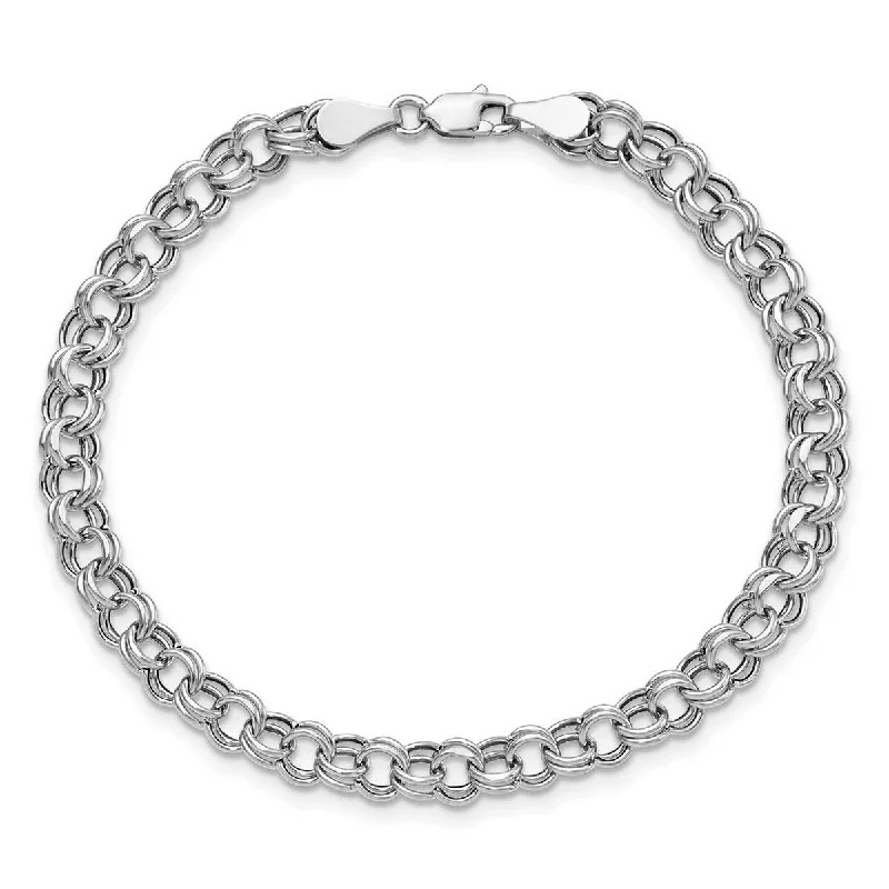 Ladies beaded bracelet-Curata 10k White Gold Lite 5mm Double Link Charm Bracelet Options: 7" 8"