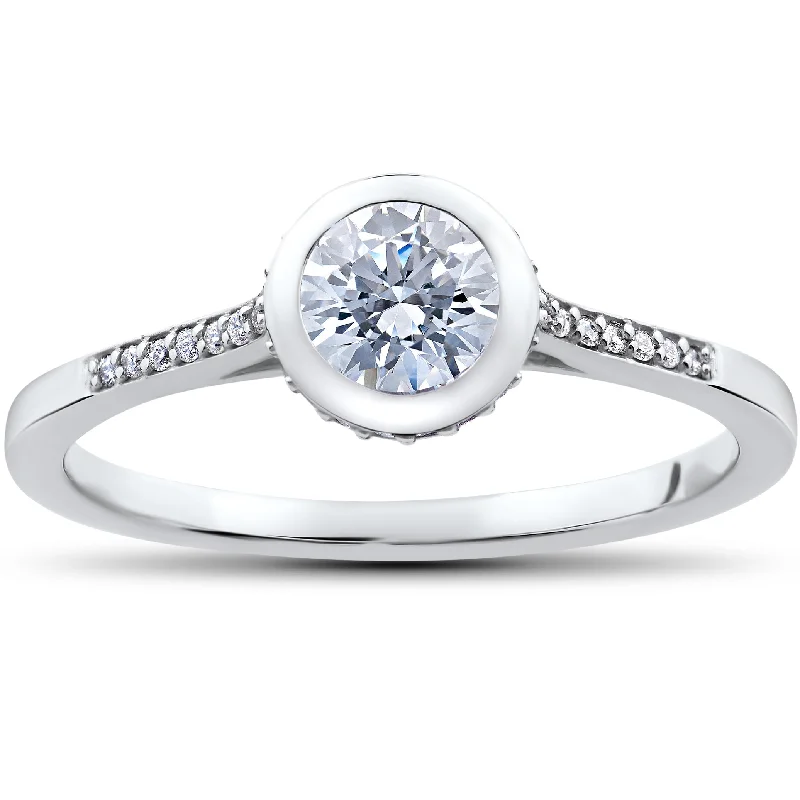 Ladies unique engagement ring-14k White Gold 5/8 ct Lab Grown Eco Friendly Diamond Engagement Ring