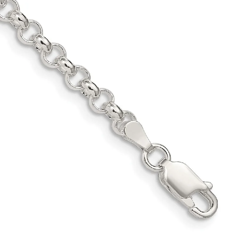 Ladies boho bracelet-925 Sterling Silver 4mm Rolo Chain Bracelet, 7"