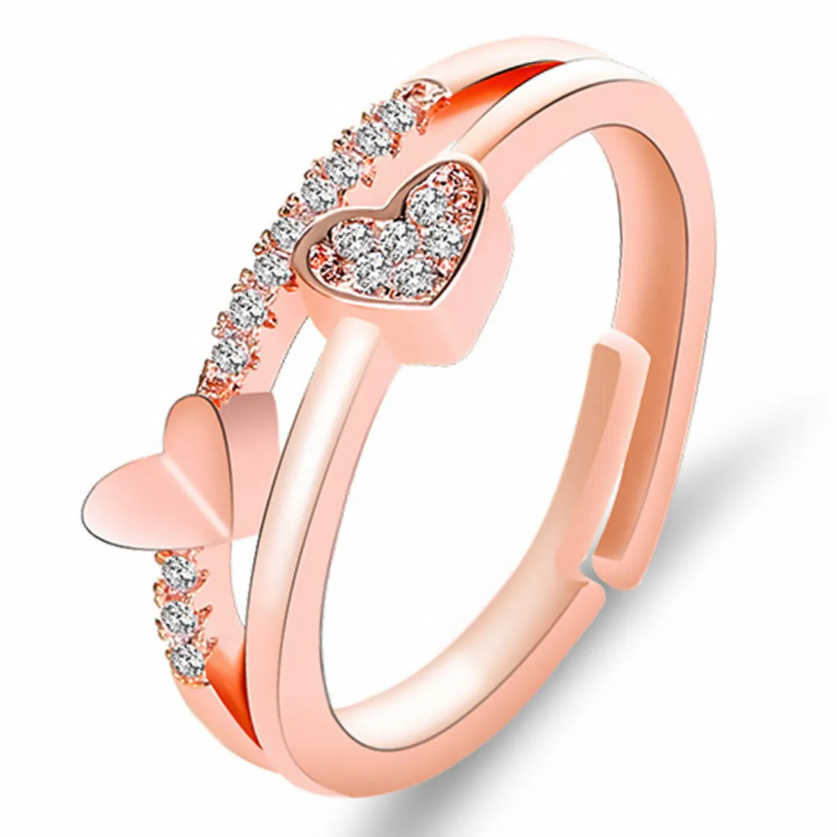 Ladies ruby ring-New Korean Creative Heart-to-heart Ring