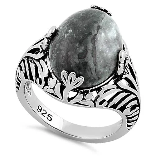 Ladies fashion statement ring-Sterling Silver Crazy Lace Agate Gemstone Ring