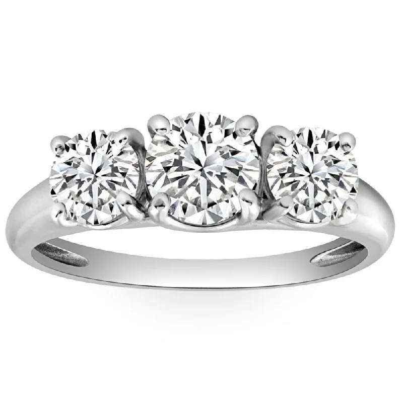 Ladies white gold engagement ring-1 3/4 Ct Three Stone Diamond Engagement Ring White Gold Lab Grown