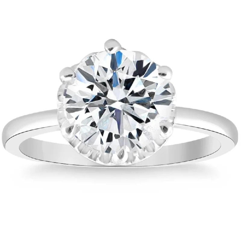 Ladies affordable engagement ring-3Ct Round Cut Certified Lab Grown Diamond Engagement Ring White or Yellow Gold