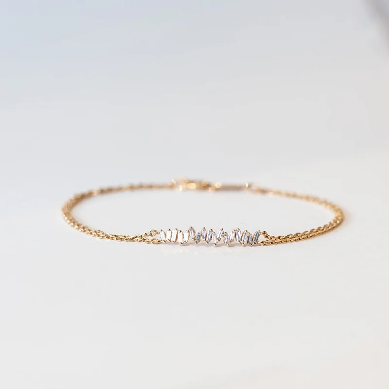 Ladies thin bracelet-Suzanne Kalan | 18k Diamond Bar Chain Bracelet