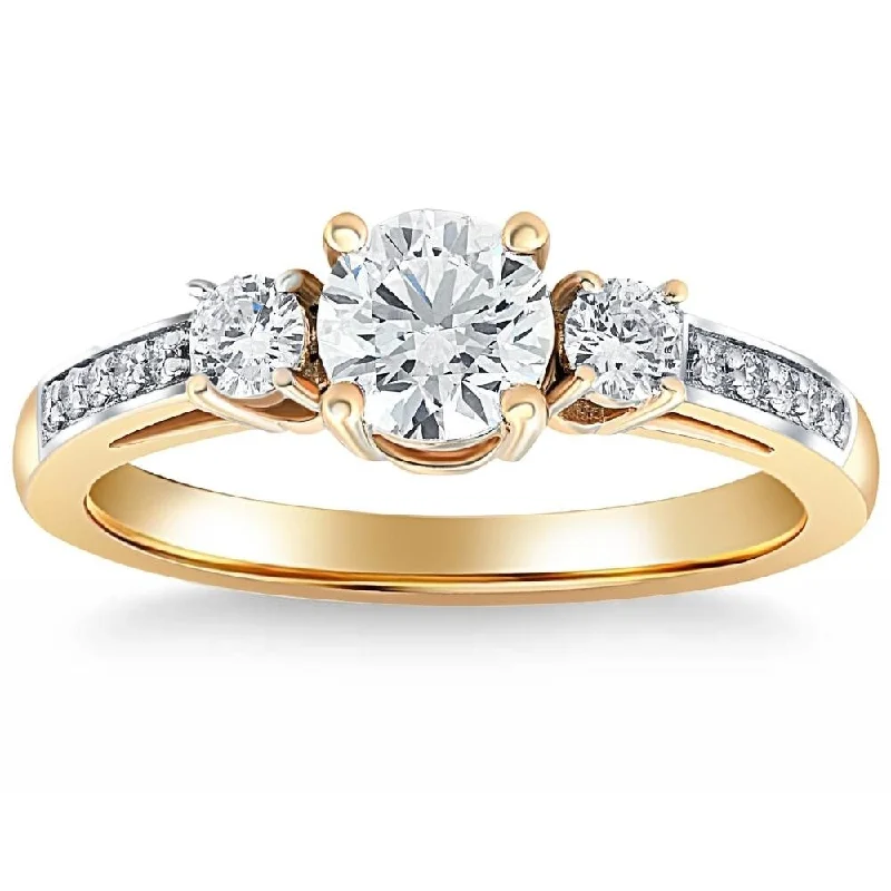 Ladies platinum and diamond engagement ring-1 Ct T.W. Round Cut Three Stone Diamond Engagement Ring Lab Grown Gold