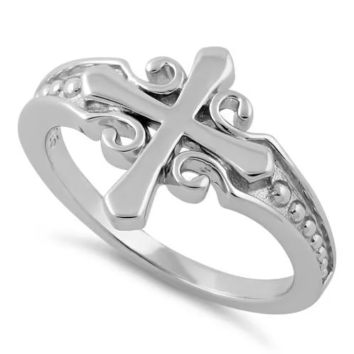 Ladies engagement ring-Sterling Silver Cross Ring