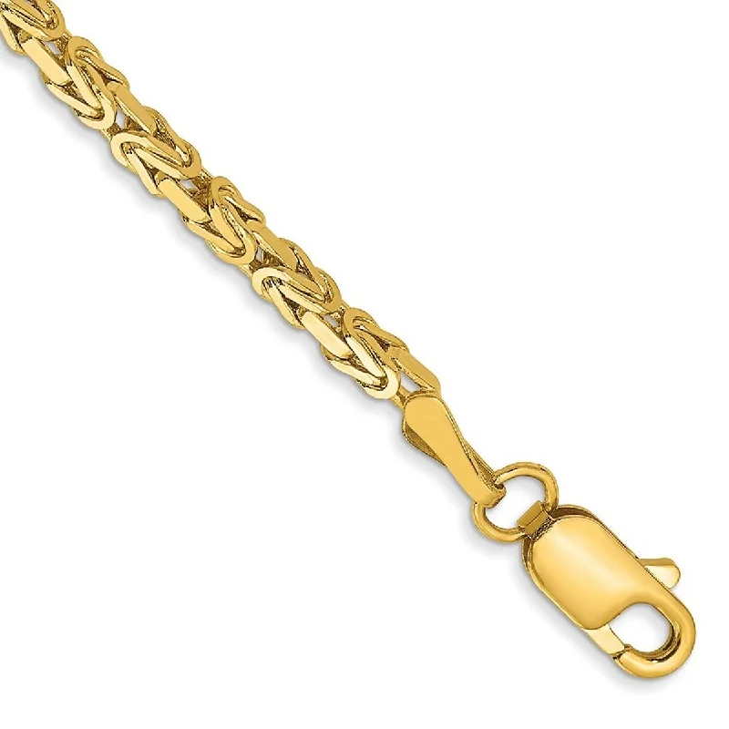 Ladies rose gold cuff bracelet-Curata 10k Yellow Gold 2mm Byzantine Chain Bracelet Options: 7" 8"