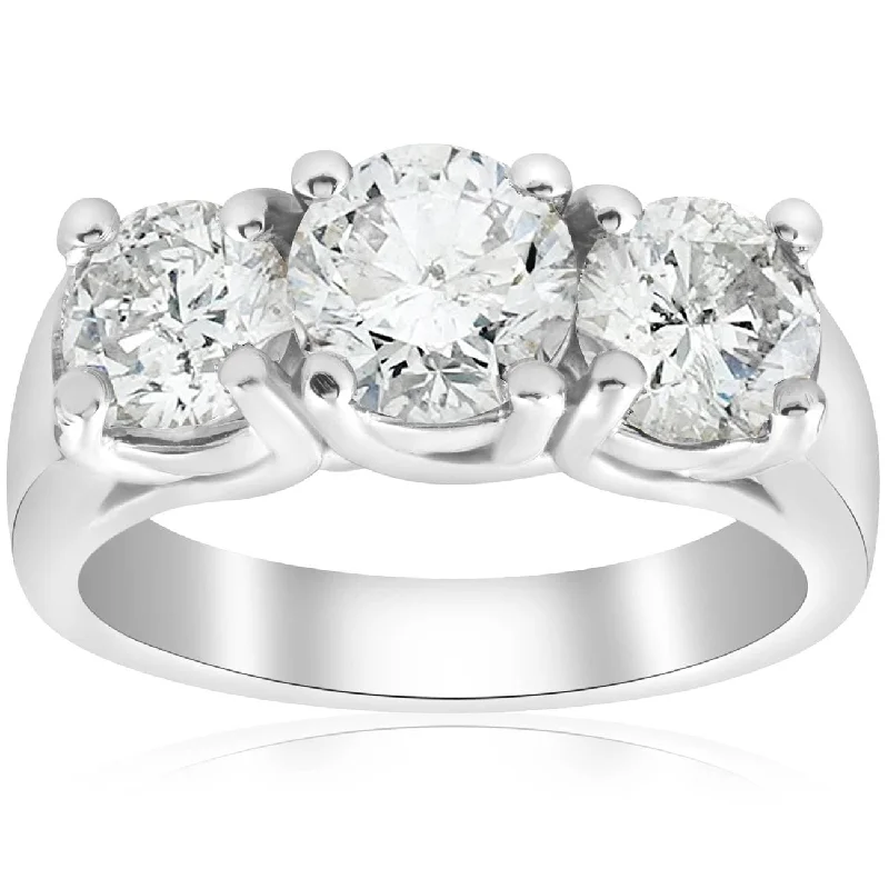 Ladies custom engagement ring design-2 3/4ct Three Stone Diamond Engagement Ring White Gold