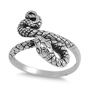 Ladies rose gold wedding ring-Sterling Silver Snake Ring